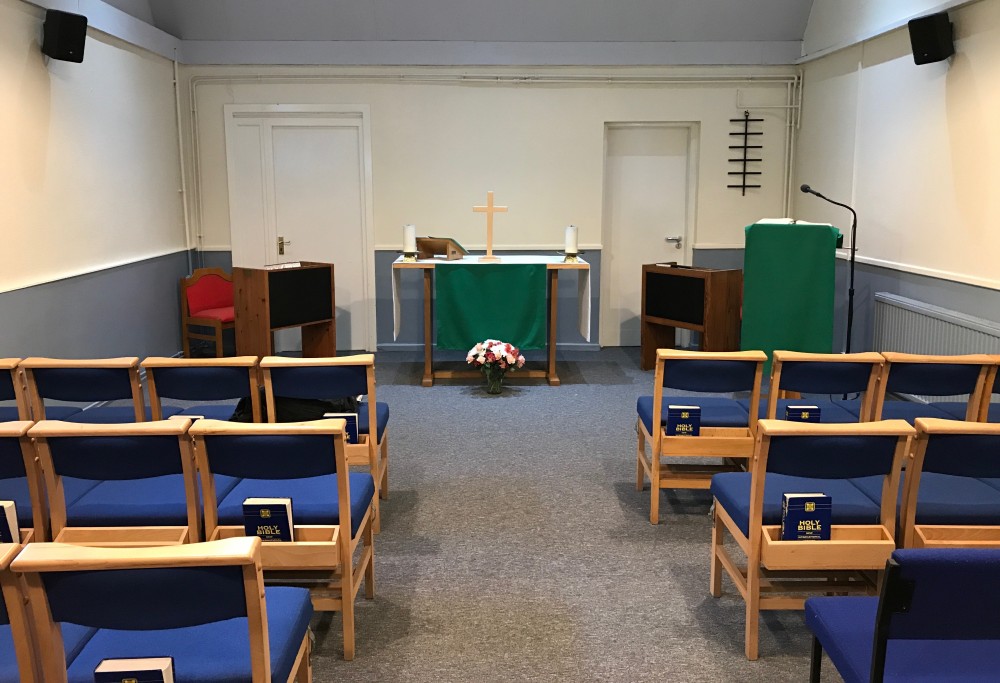 Inside temporary chapel